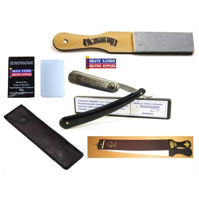 Black Straight Razor Shaving Set