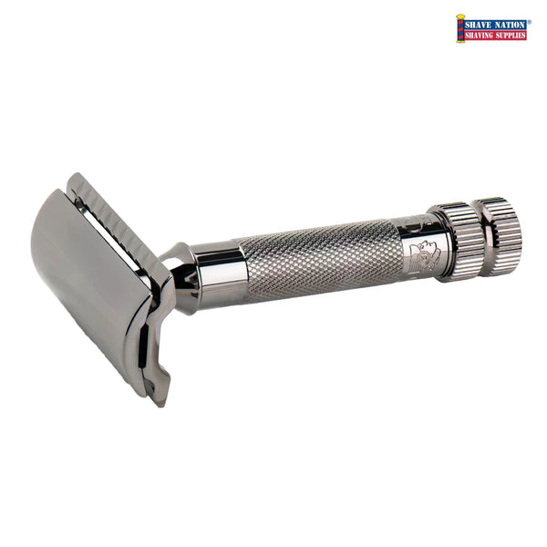 NEW! VIDEO! Merkur 34 Metallic Grey 2 Piece Flat Bar Safety Razor