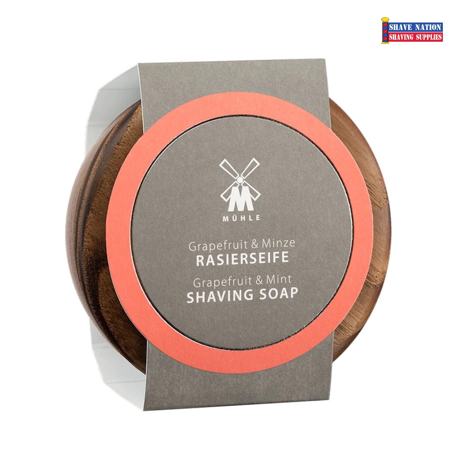 Mühle Grapefruit & Mint Shaving Soap in Wooden Bowl