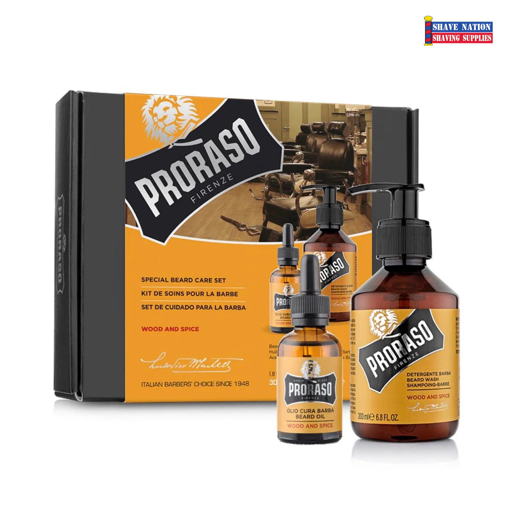 Proraso Beard Care Duo Box-Wood & Spice-Wash & Oil