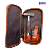 Parker Safety Razor Zip Case Saddle Brown