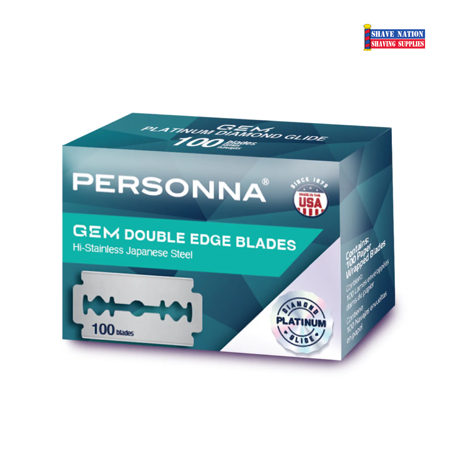 NEW! Personna USA Gem Hi Stainless Japanese Steel Double Edge Blades 100ct