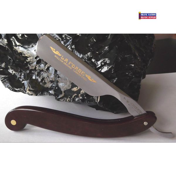 Nation 6/8 Razor Shave Dovo Straight Shaving Pakkawood Burgundy Blade FORME LA Supplies® |