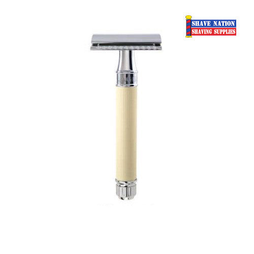 Edwin Jagger Closed Comb DE87RC14BL Rubber Coated Ivory Razor