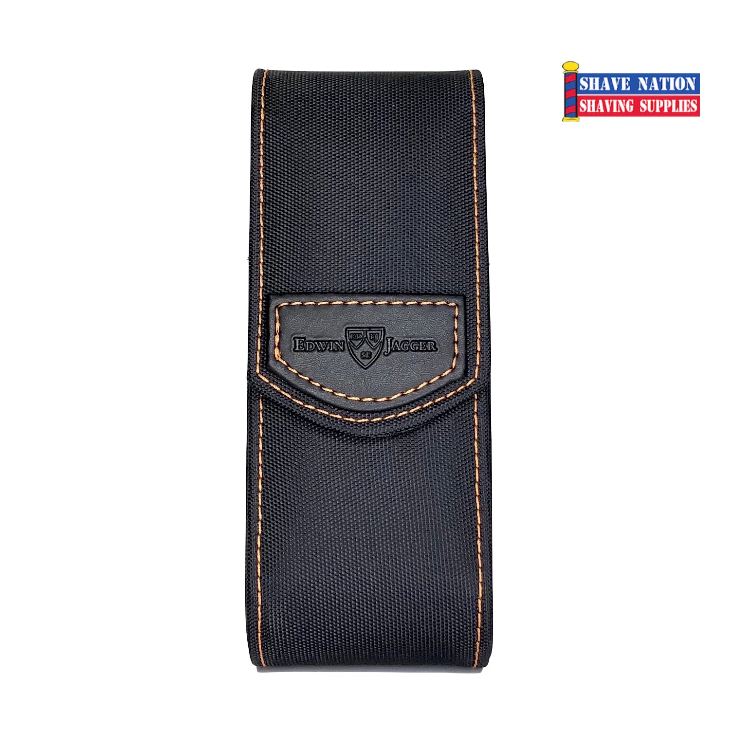Edwin Jagger Cartridge Razor Case-Black with Orange Stitching