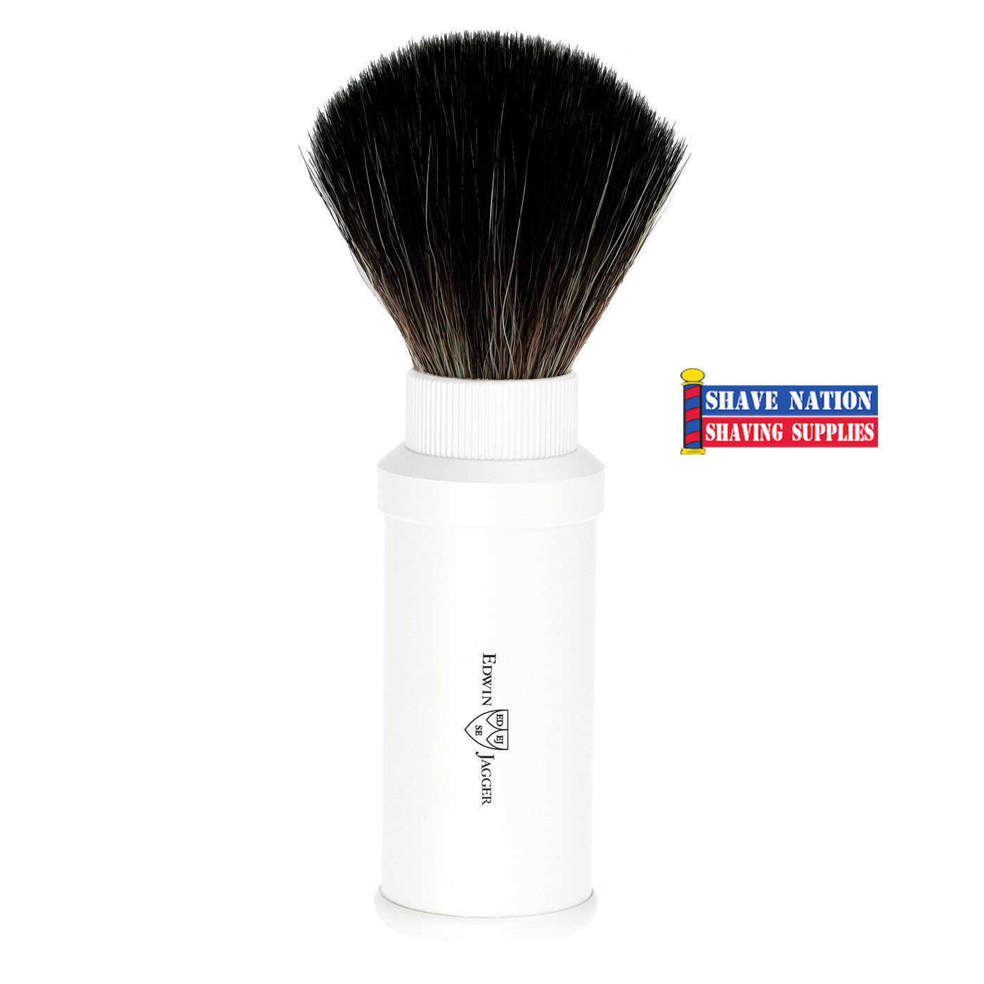 Edwin Jagger White Travel Shaving Brush (Black Synthetic)