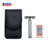 Fatip Chrome Grande Open Comb Safety Razor Travel Shaving Kit