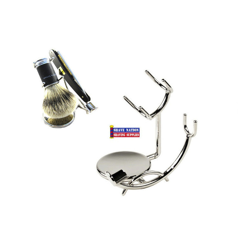 Low Profile Straight Razor & Brush Stand