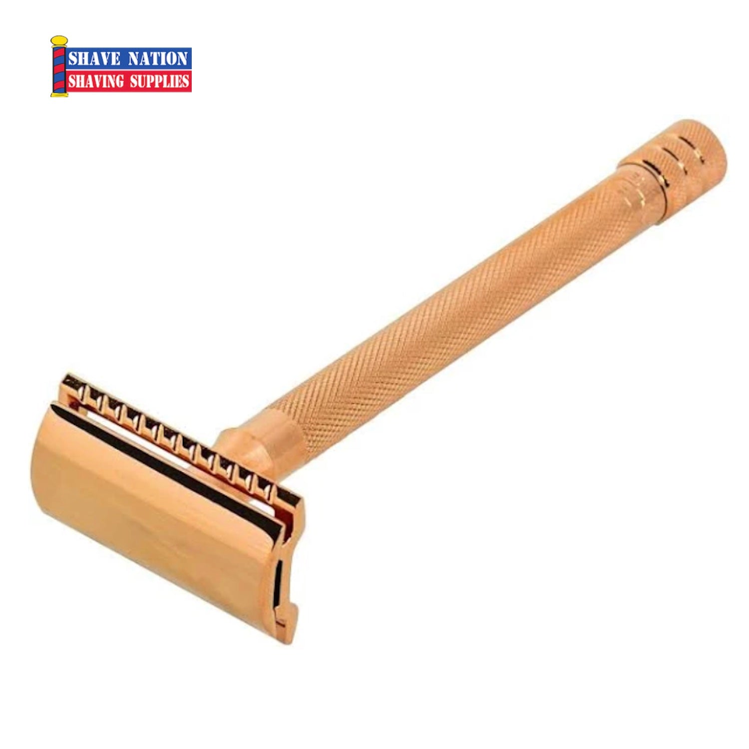 Merkur 24C Extra Long Handle Flat Bar Safety Razor RoseGold