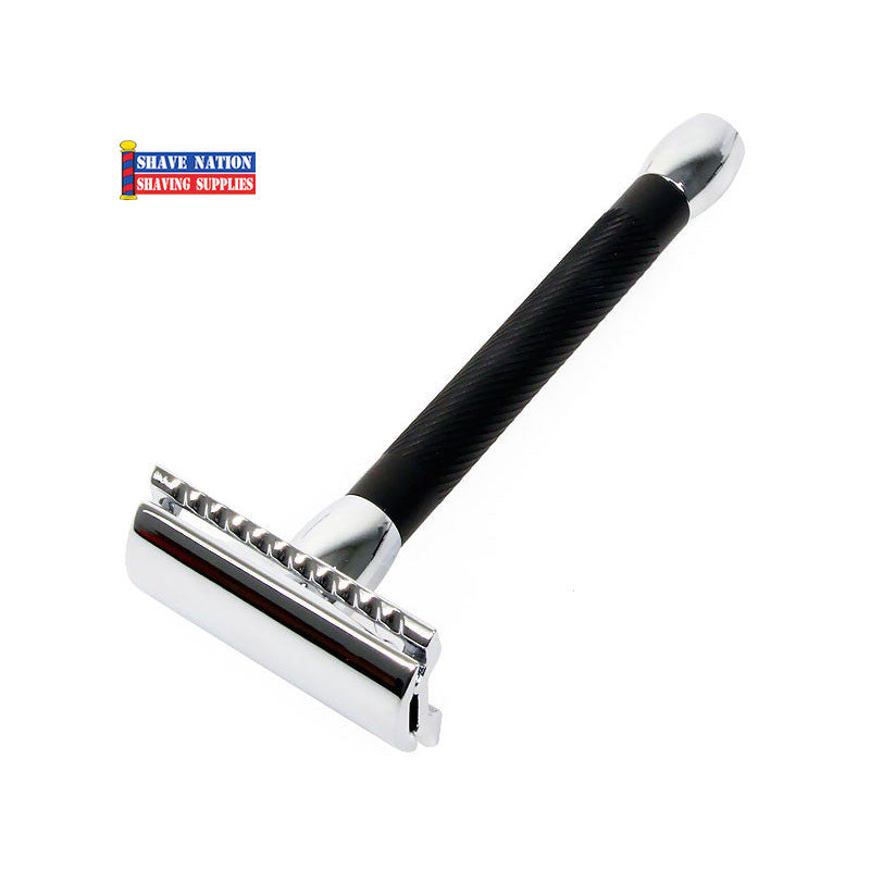 Merkur 20B Black & Chrome Long Handle Flat Bar Safety Razor