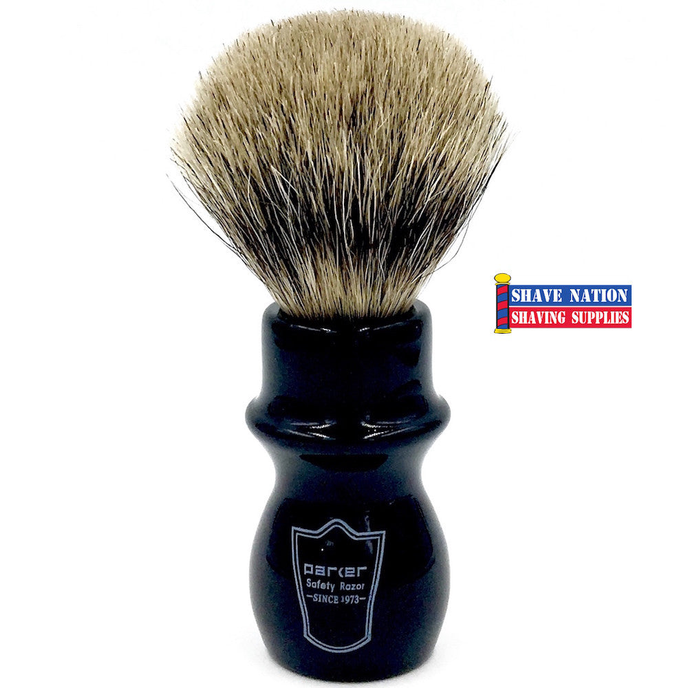 Parker Pure Badger Mug Shave Brush Black Handle