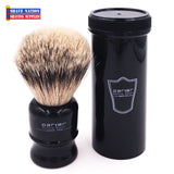 Parker Silvertip Badger Travel Brush in Black Case