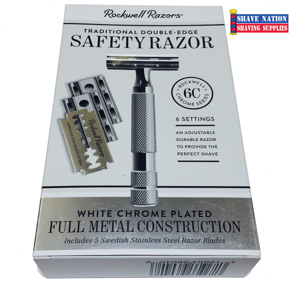 Rockwell 6C White Chrome Adjustable Safety Razor | Shave Nation