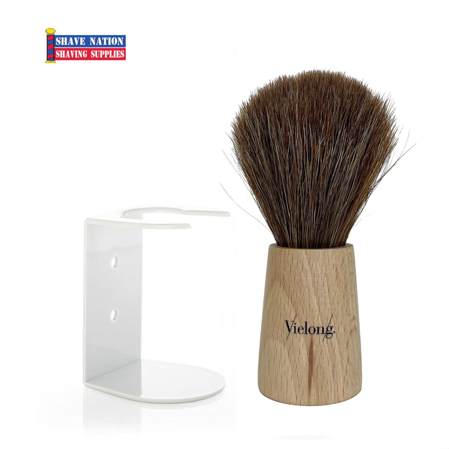 Vielong Nordik Brown Horse Hair Shaving Brush Beechwood Handle