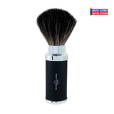 Edwin Jagger Black Synthetic Travel Shaving Brush Black & Chrome Plated Case