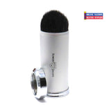 Edwin Jagger Black Synthetic Travel Shaving Brush Silver Chrome Plated Case