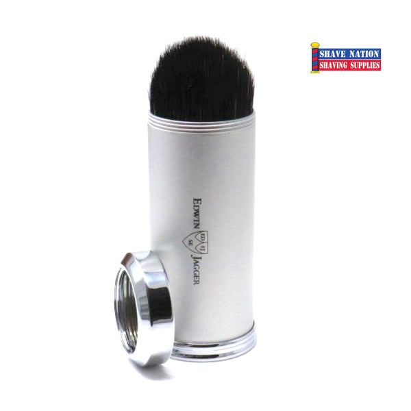 Edwin Jagger Black Synthetic Travel Shaving Brush Silver Chrome Plated