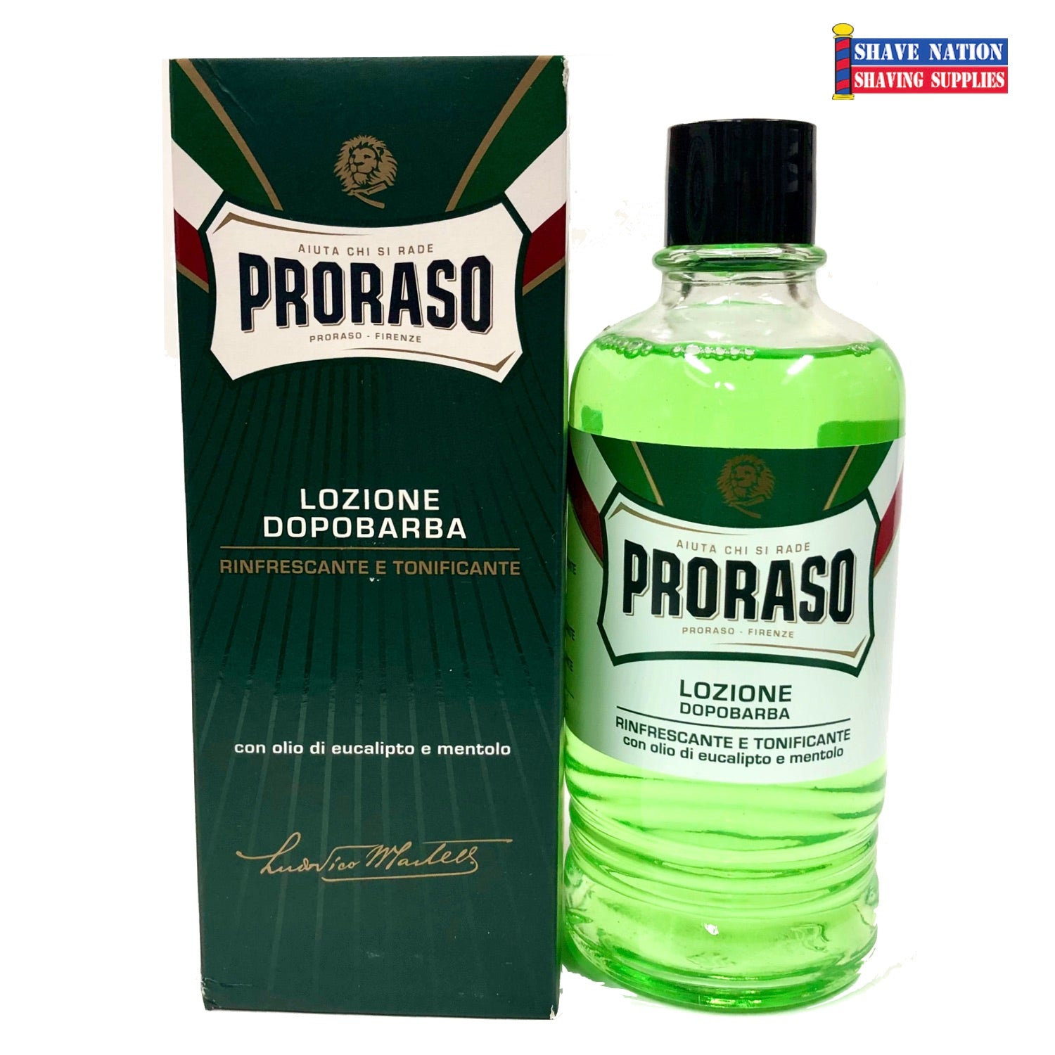 Proraso Large Green Aftershave Lotion 400ml for PROFESSIONAL Use