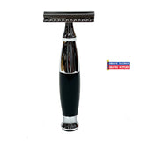 Shave Nation Black and Chrome Closed Comb Safety Razor with Blades