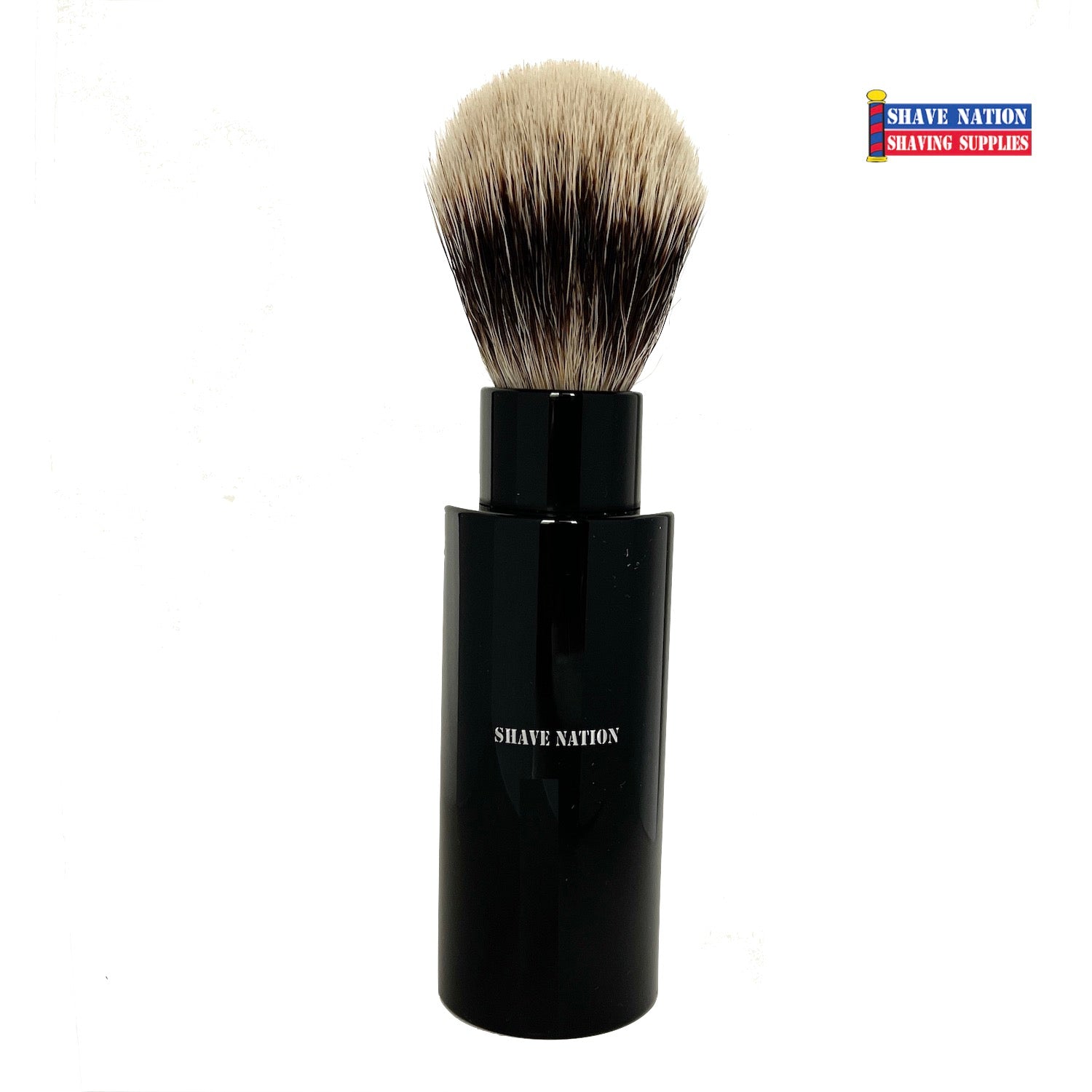 Shave Nation Finest Badger Travel Brush Ebony Black Resin