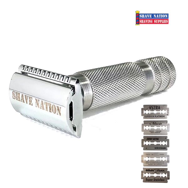 Shave Nation Chubby Closed Comb Safety Razor with Blades | Shave