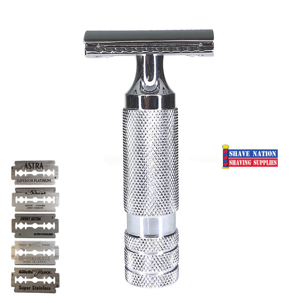 Shave Nation Chubby Closed Comb Safety Razor with Blades | Shave