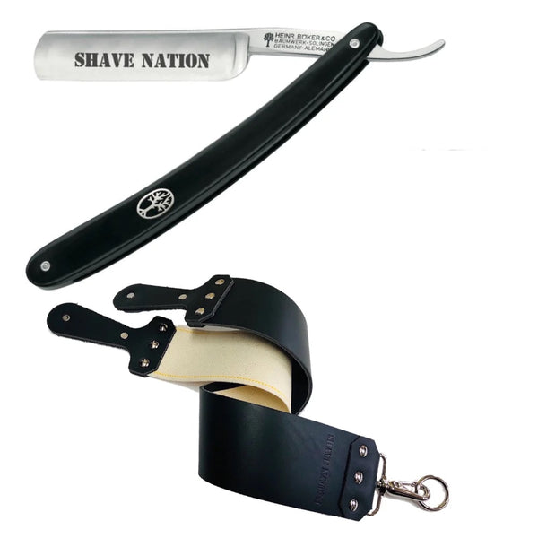 Straight Black Straight Razor and Strop Shaving Set | Shave Nation ...