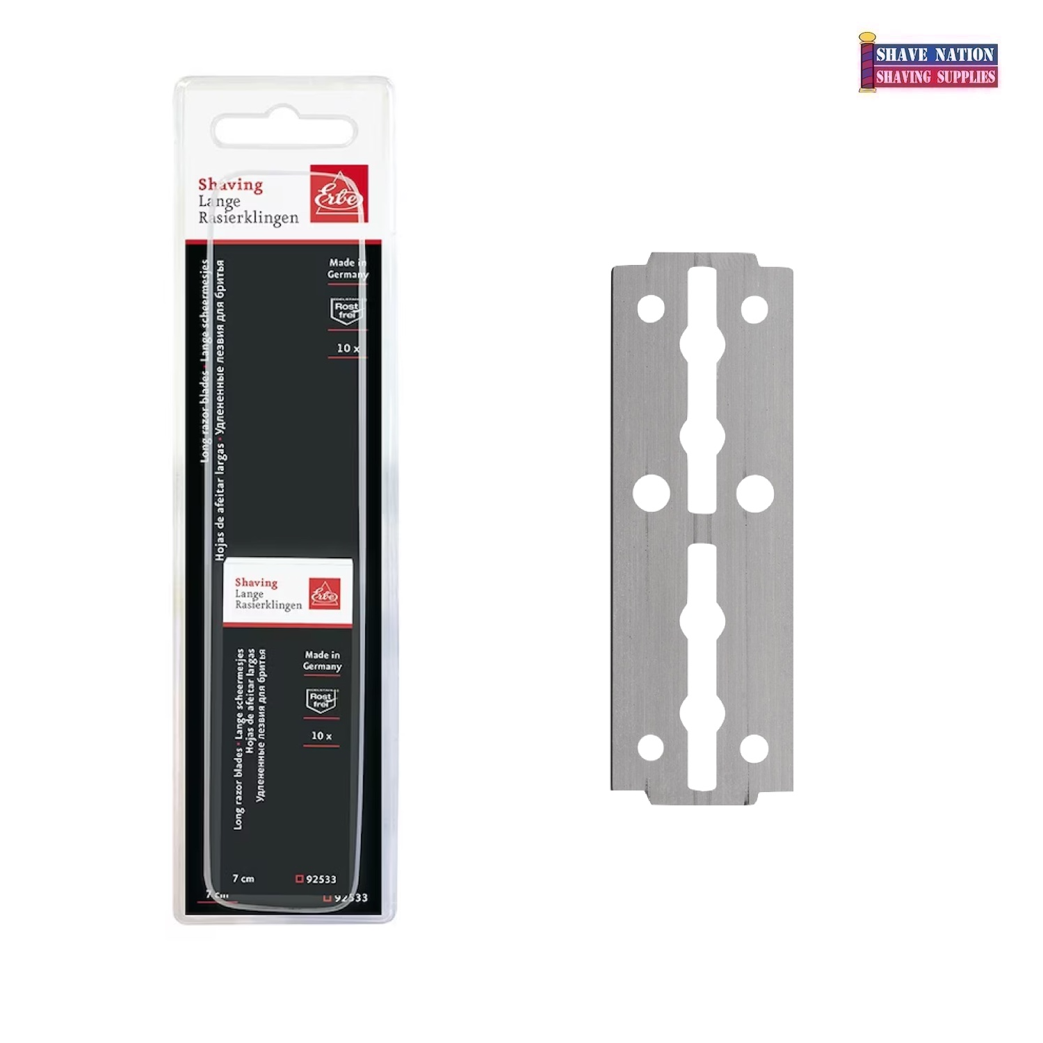Erbe Razors Erbe Solingen Long Razor Blades for Shavette Razors- (For Dovo) 10 pac ...