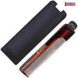 NEW! Kent NU22 Handmade Fine Tooth Pocket Hair Comb for Men with Leather Case