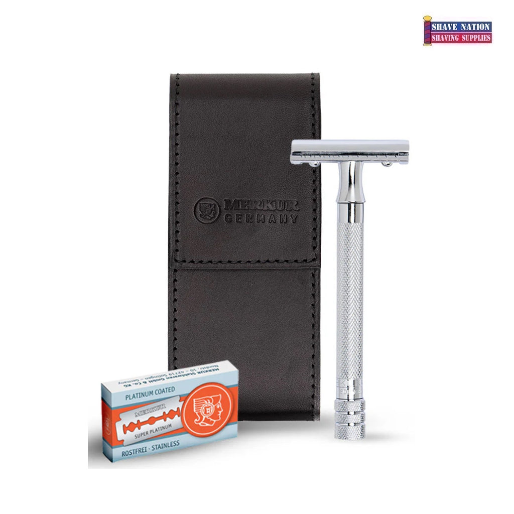 Merkur 23C Closed Comb Safety Razor Travel Set Black Case