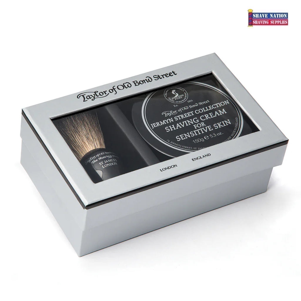 Taylor of Old Bond Street Pure Badger Brush & Jermyn Street Shaving Cream Gift Box