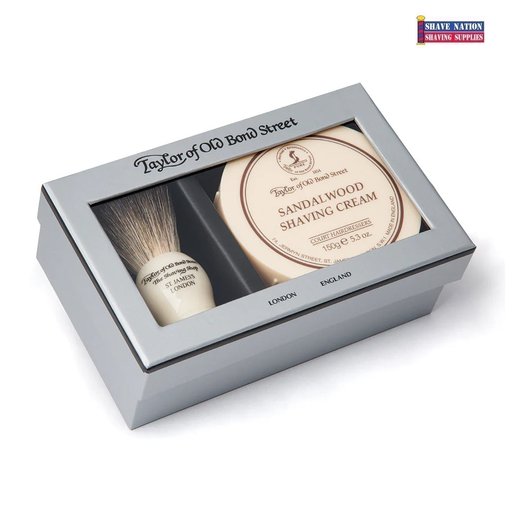 Taylor of Old Bond Street Pure Badger Brush & Sandalwood Shaving Cream Gift Box