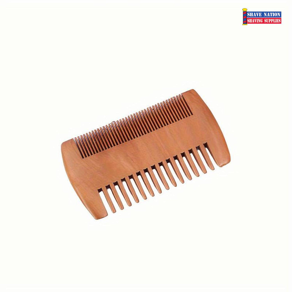 Shave Nation Wooden Beard & Mustache Comb Dual Teeth