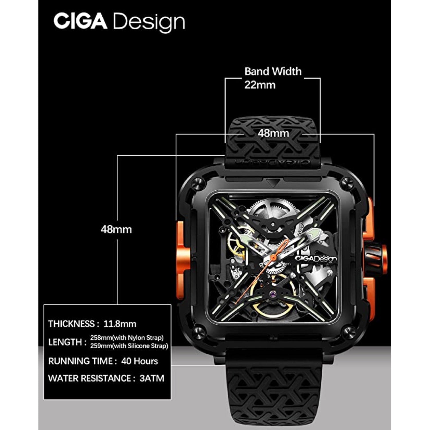 CIGA Design Orologio Watch Titanio Automatico Uomo Orologio da Polso Movimento Analogico Impermeabile Orologio con Cinturini in Pelle Silicone Orologi Moda Sportivo CIGA Design Orologio Watch Titanio Automatico Uomo Orologio da Polso Movimento Analogico Impermeabile Orologio con Cinturini in Pelle Silicone Orologi Moda Sportivo