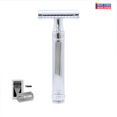 Edwin Jagger DE89LBL Lined Chrome Handle DE Safety Razor | Shave