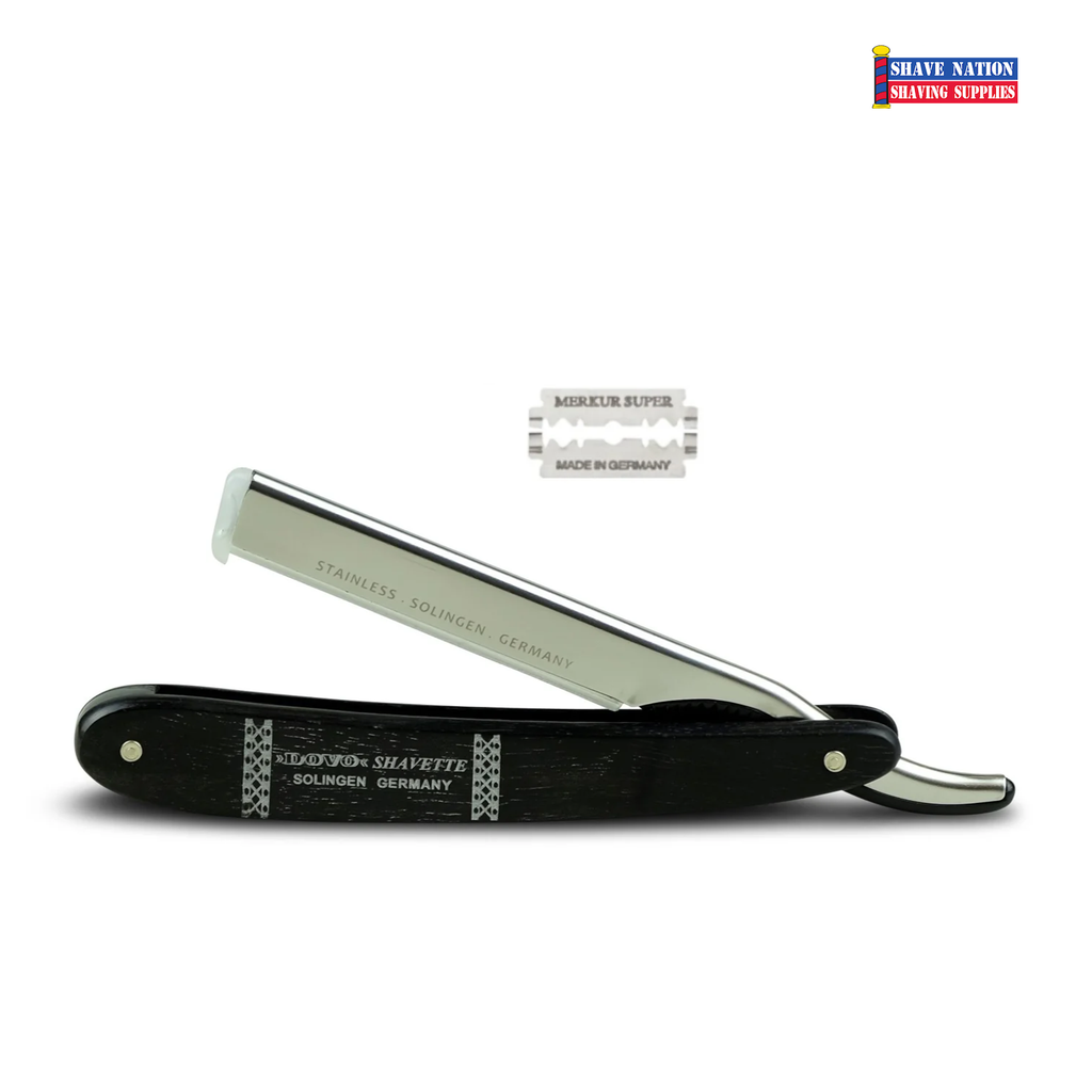 Dovo Shavette Razor Stainless Steel with Ebony Wood Handles