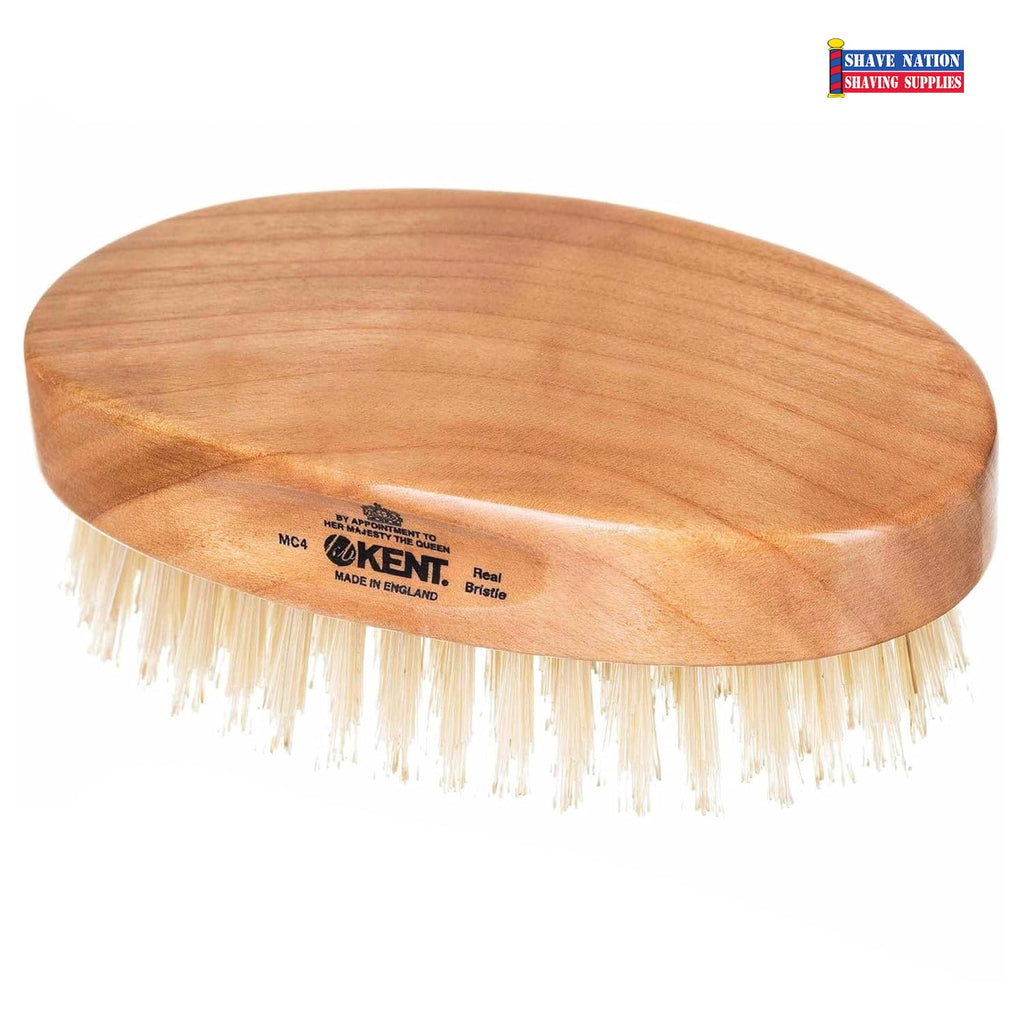 NEW! Kent MC4 Mens Exfoliating Natural Boar Bristle Hair Brush Hair and Beard Brush Kit