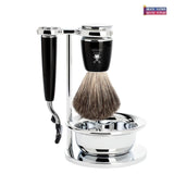 Muhle RYTMO 4 Pc Mach3 Razor Pure Badger Gift Set Black