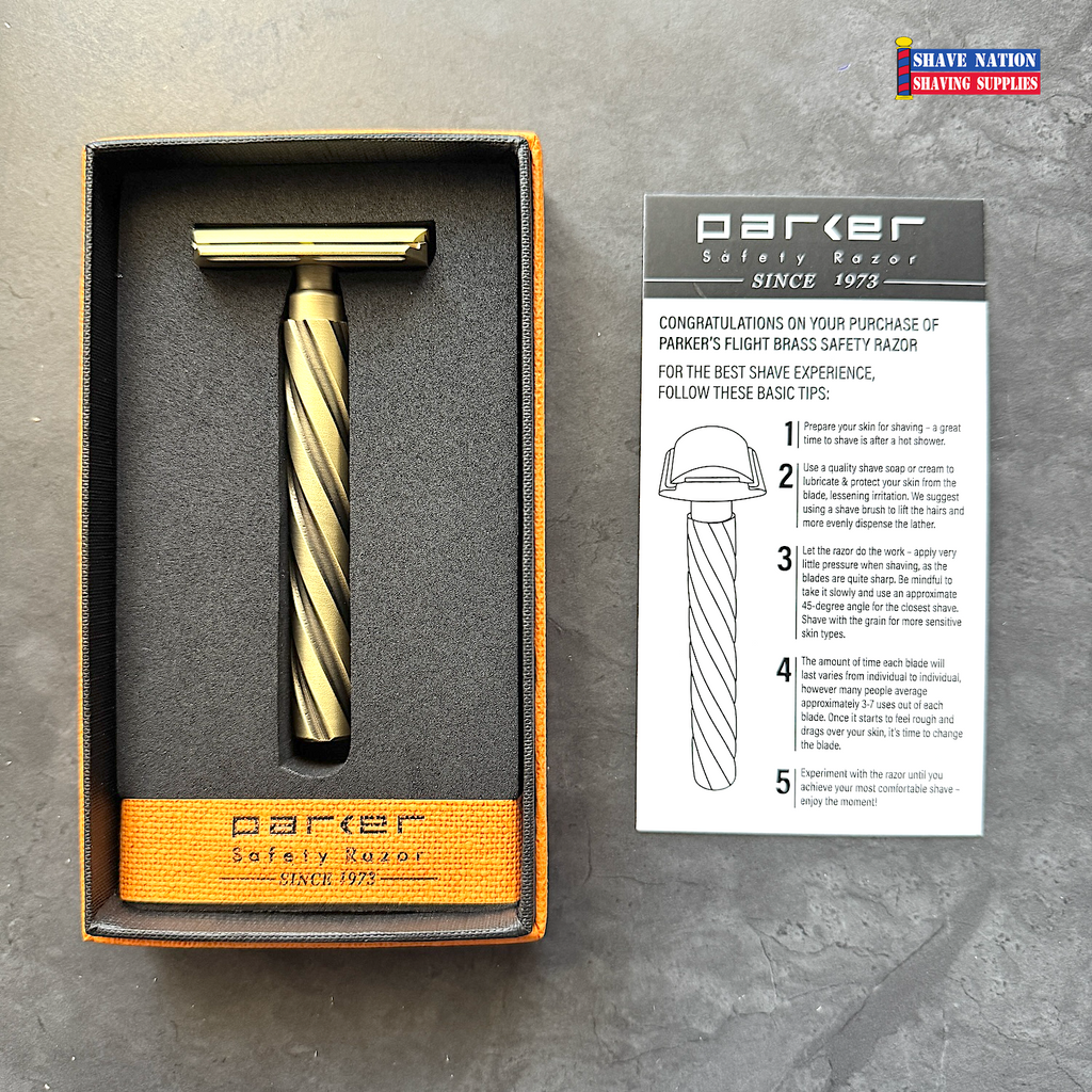 Parker Flight All Brass 3-Piece Flat Bar Safety Razor