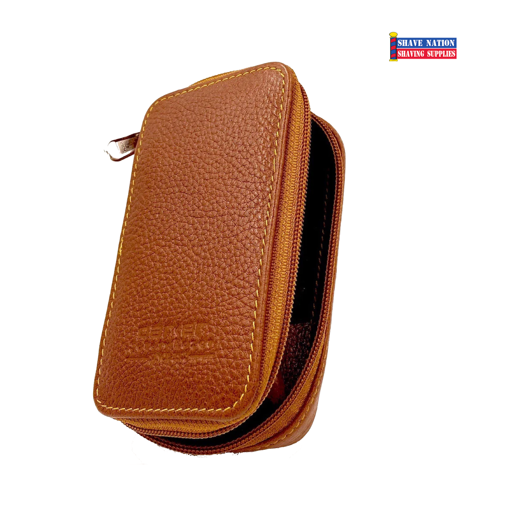 Parker Safety Razor Zip Case Saddle Brown