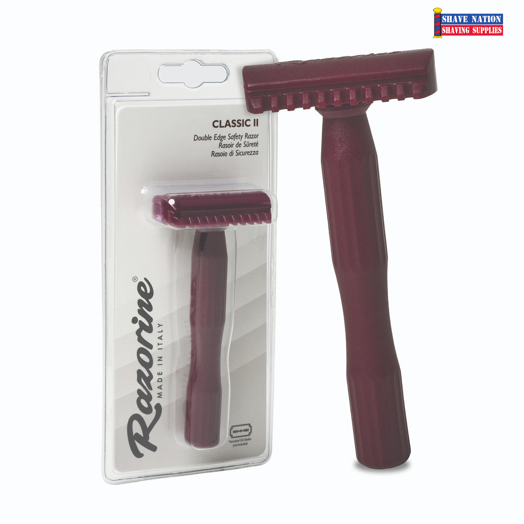 Razorine Red Marsala Classic II Open Comb 3 Piece Safety Razor-From Italy