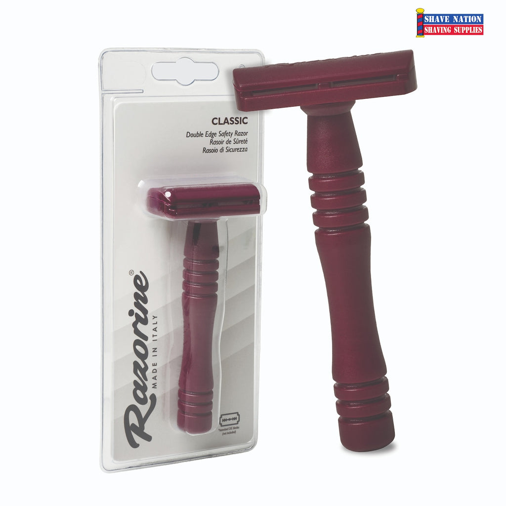 Razorine Red Marsala Closed Comb 3 Piece Safety Razor-From Italy