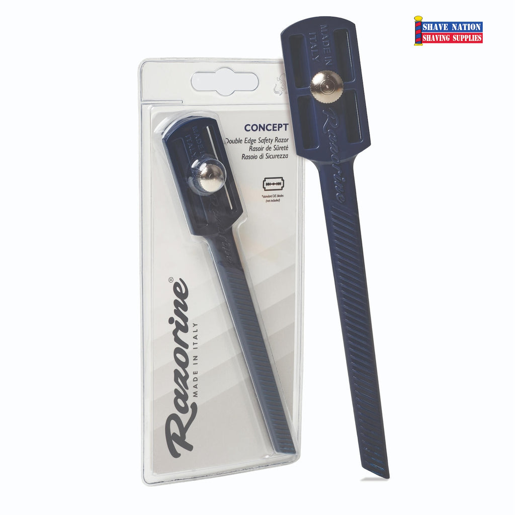 Razorine Concept Blue Night Closed Comb 3 Piece Shavette Safety Razor-From Italy