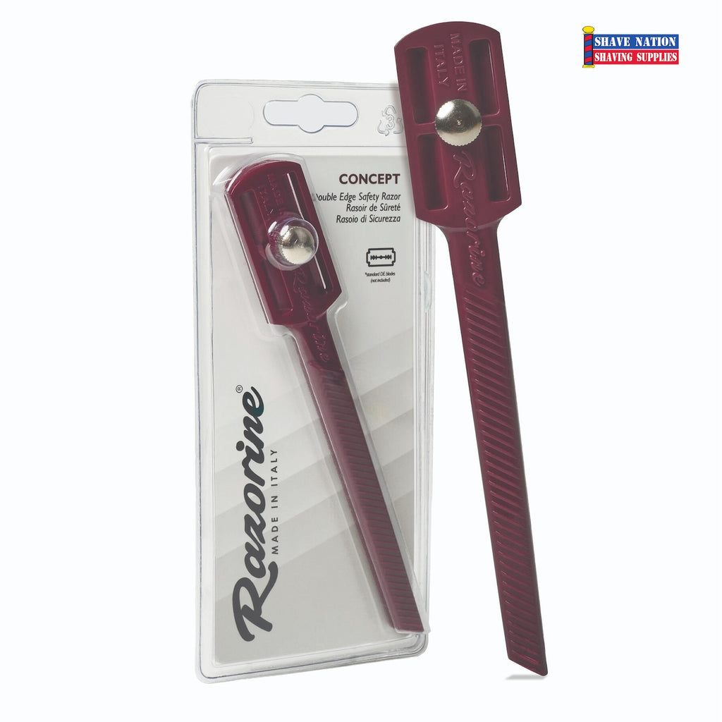 Razorine Concept Red Marsala Closed Comb 3 Piece Shavette Razor-From Italy