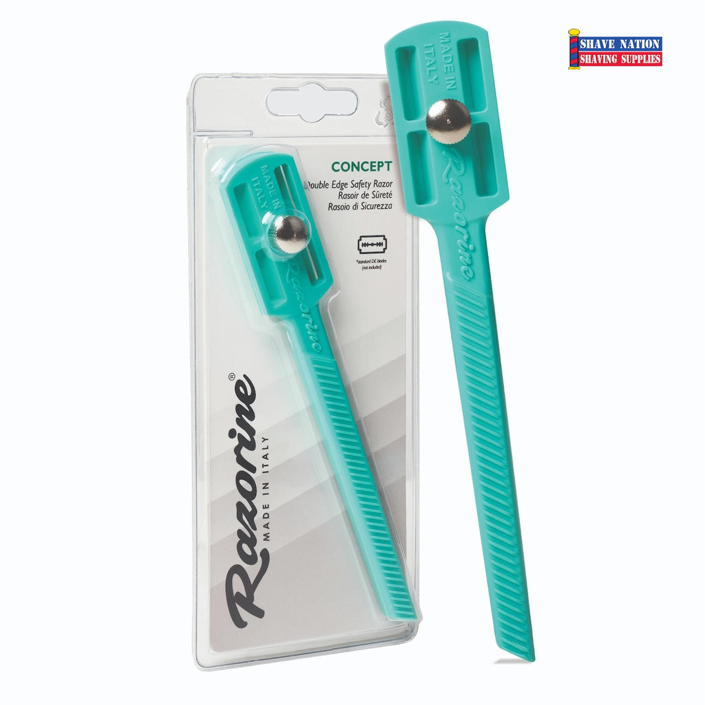 Razorine Concept Turquoise Island Closed Comb 3 Piece Shavette Safety Razor-From Italy
