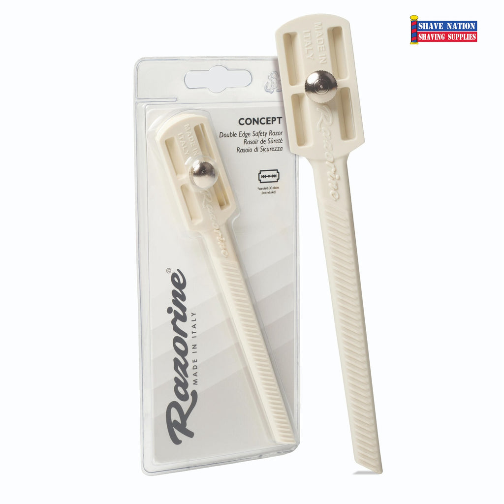 Razorine Concept White Castle Closed Comb 3 Piece Shavette Razor-From Italy