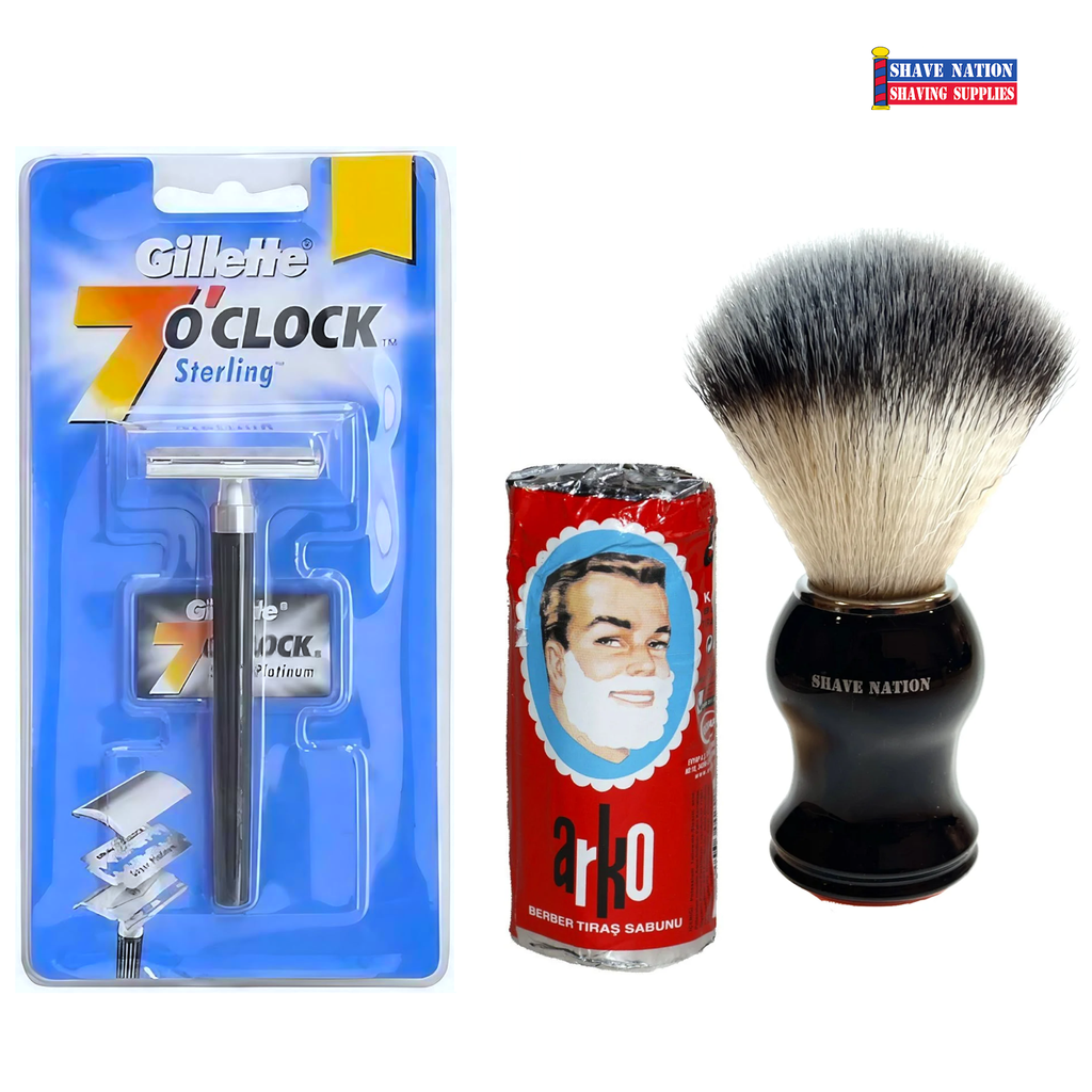 Beginners Shave Kit-Razor-Brush-Shaving Soap Stick