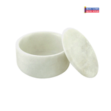 Small White Marble Bowl with Matching Lid
