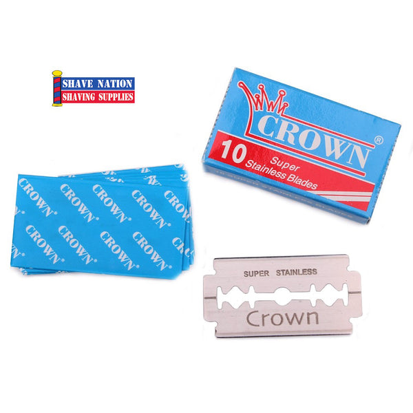 Crown Logo Razor Crown Super Stainless Double Edge DE Razor Blades 10 Pk. | Shave Nation ...