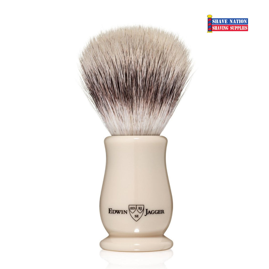 Edwin Jagger Chatsworth Imitation Ivory Synthetic Silvertip Shaving Brush